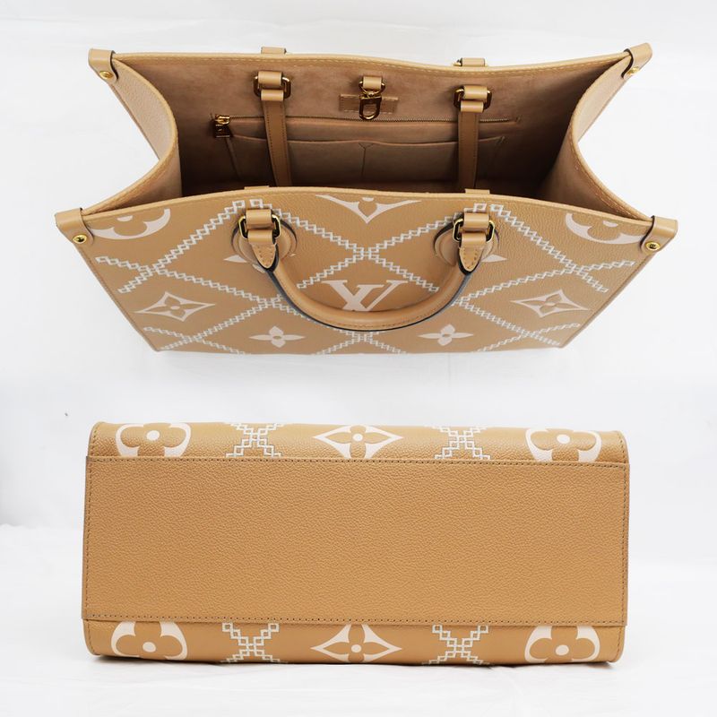 Louis Vuitton On The Go MM Handbag Tote Broderie Arizona Brown Monogram — view 5