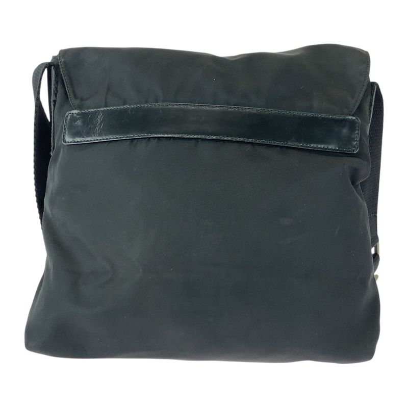 Prada Tessuto Triangle Logo Plate Black Silver Hardware Nylon Leather — view 2