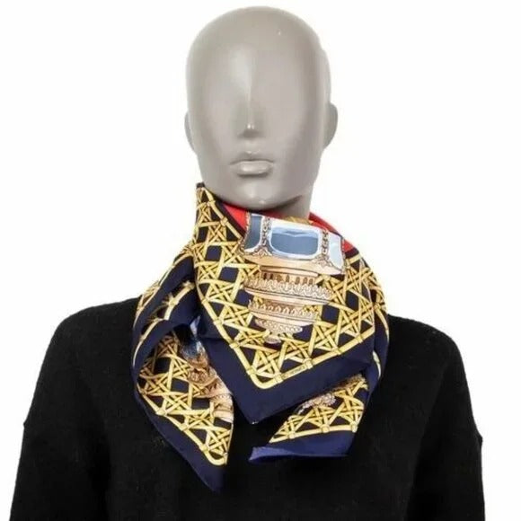 Hermes Silk Scarf Carre 90 FEUX de ROUTE Carriage Lantern Red — view 2