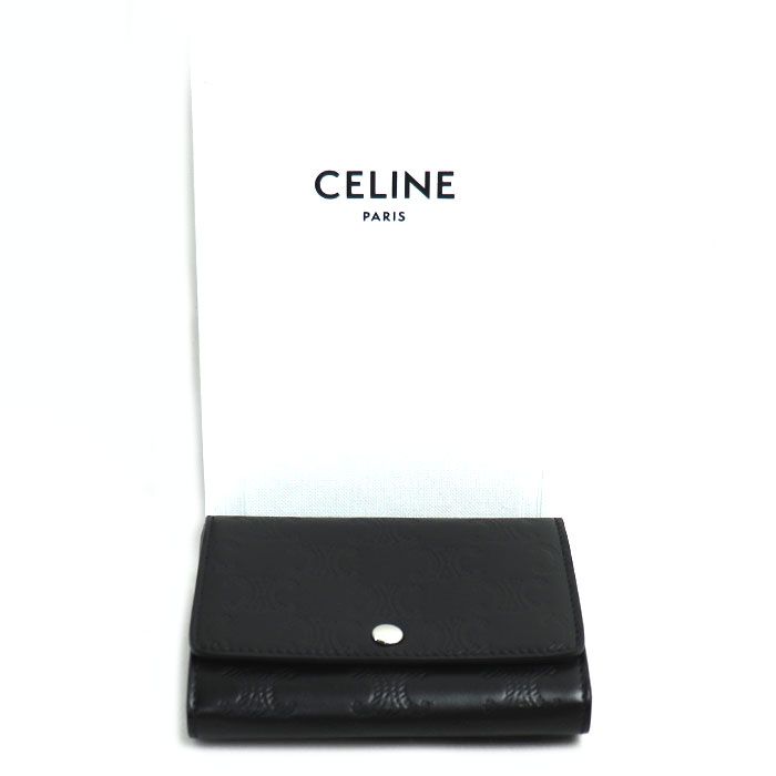 Celine Business Card Holder Triomphe Embossed Case Black 10 M243 Fqd38 si — view 6