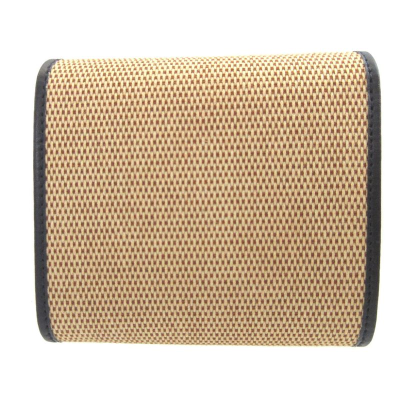 Gucci Horsebit Canvas Leather Beige Navy Blue Bifold Wallet 0437 — view 3