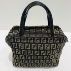 Fendi Mini Handbag 8 Bn105 Zucca Pattern Pouch Brown Canvas Xleather — view 3