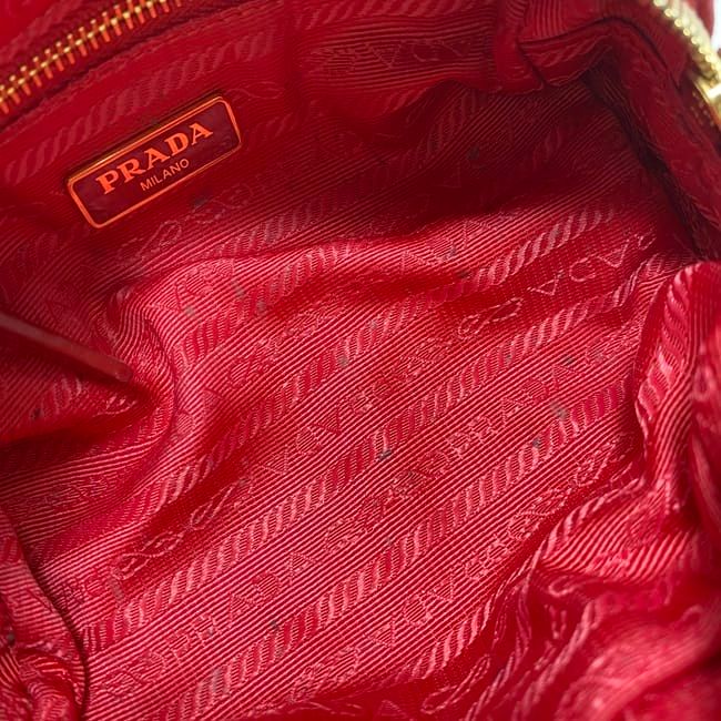 Prada Pouch Red 1 N0175 Small Bag Canvas Leather — view 9