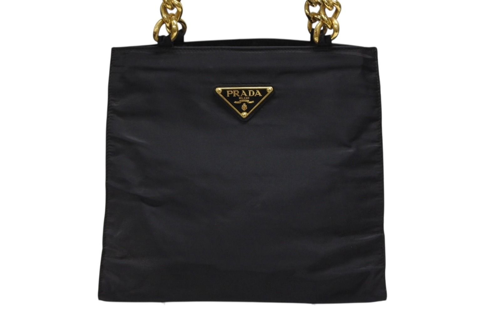 Prada Handbag Triangle Logo Nylon Gold Black — view 2