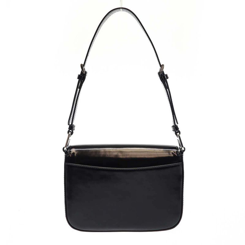 Prada Brushed Leather Shoulder Bag Black — view 2