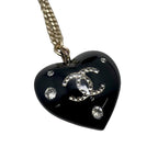 Chanel Key Holder Heart Charm Coco Mark Stone Black 2022 AW — view 3