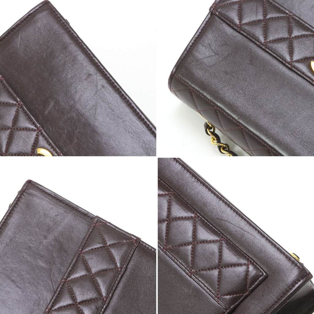 Chanel Quilted Shoulder Bag Leather Dark Brown — view 7