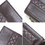 Chanel Quilted Shoulder Bag Leather Dark Brown — view 7