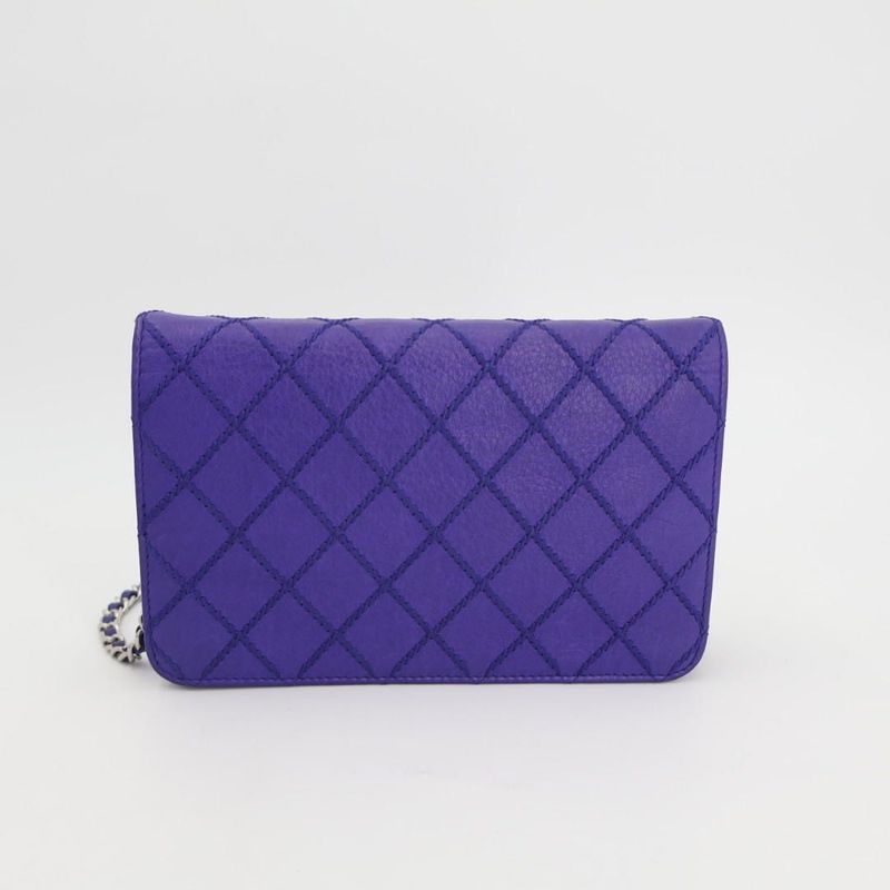 Chanel Chain Wallet Shoulder Bag Women Leather Blue — view 7