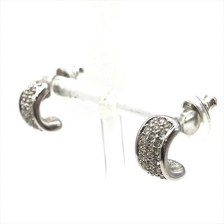Dior Rhinestone Silver Earrings — view 3