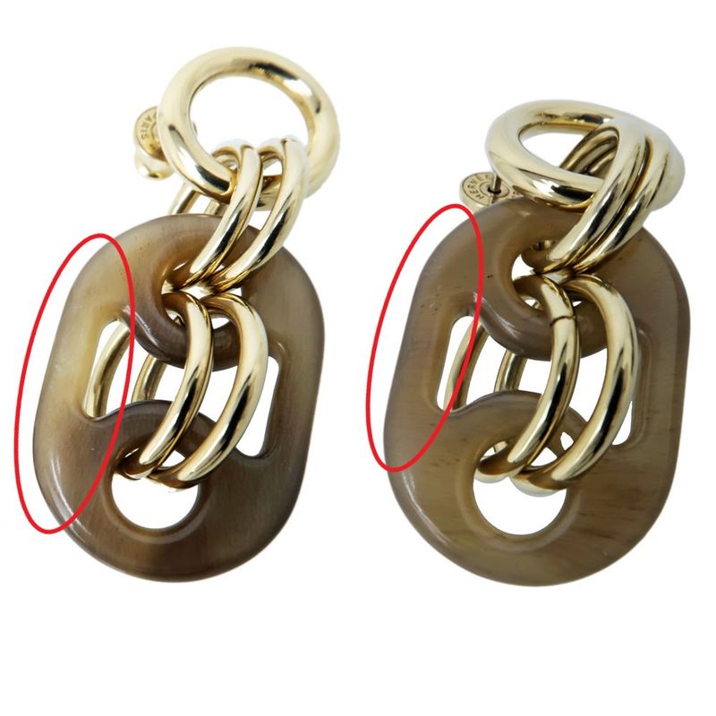 Hermes Yulidice PM Earrings Buffalo Horn Pair Brown Gold Hardware — view 9