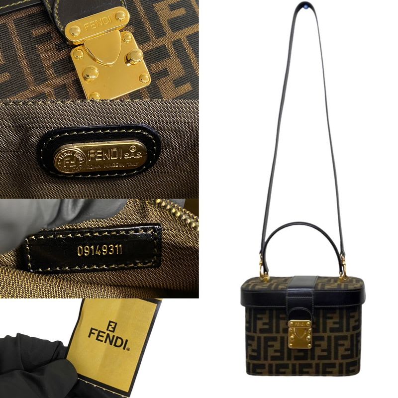 Fendi Zucca Pattern Logo Leather Canvas 2-Way