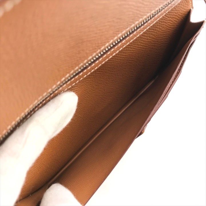 Hermes Bearn Souffle Epsom Gold Wallet Brown Leather — view 8