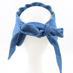 Chanel CC Denim Hat Sun Visor Ribbon Tie Wide Brim Bucket Cap Vintage — view 5