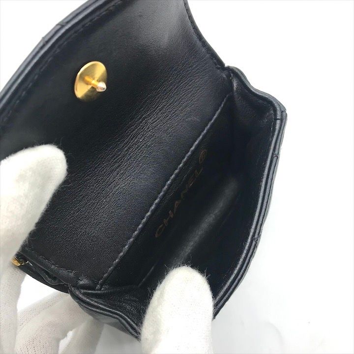 Chanel CC Logo Push Lock Mini Quilted Waist Pouch Black — view 6
