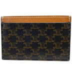 Celine Card Case Pass Compact Triomphe Logo Leather Brown — view 3