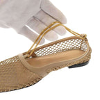 Bottega Veneta Stretch Ballerina Square Toe Mesh Chain Flat Shoes Beige 34 1 2 — view 7