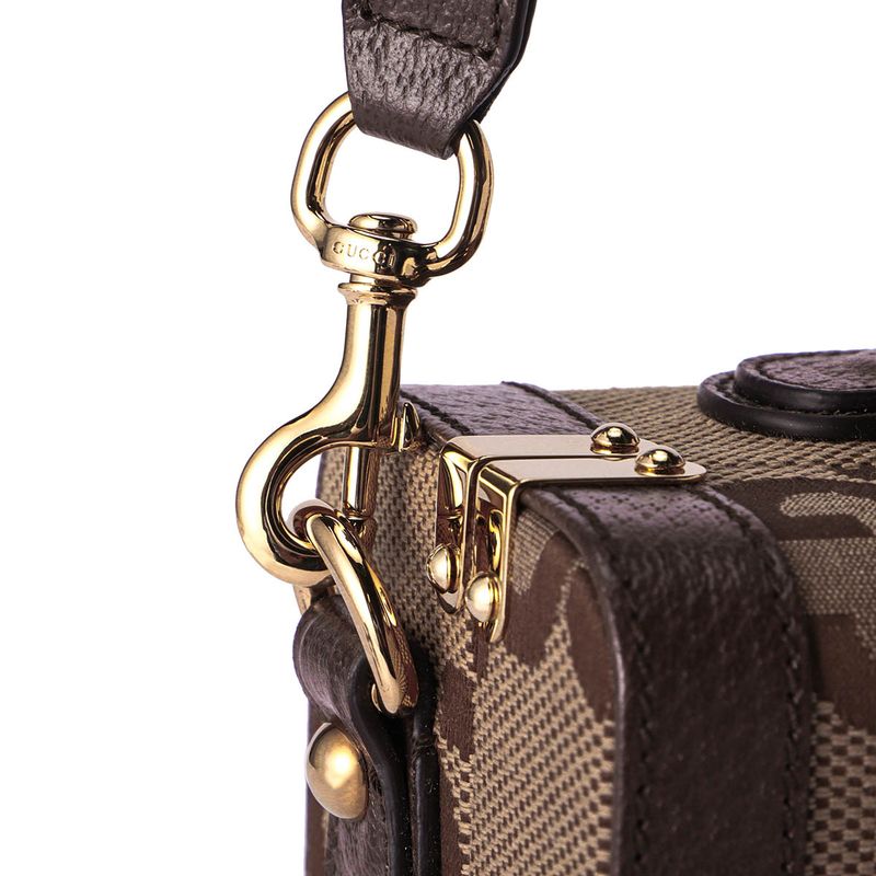 Gucci Shoulder Bag Jumbo GG Canvas Camel Ebony — view 8