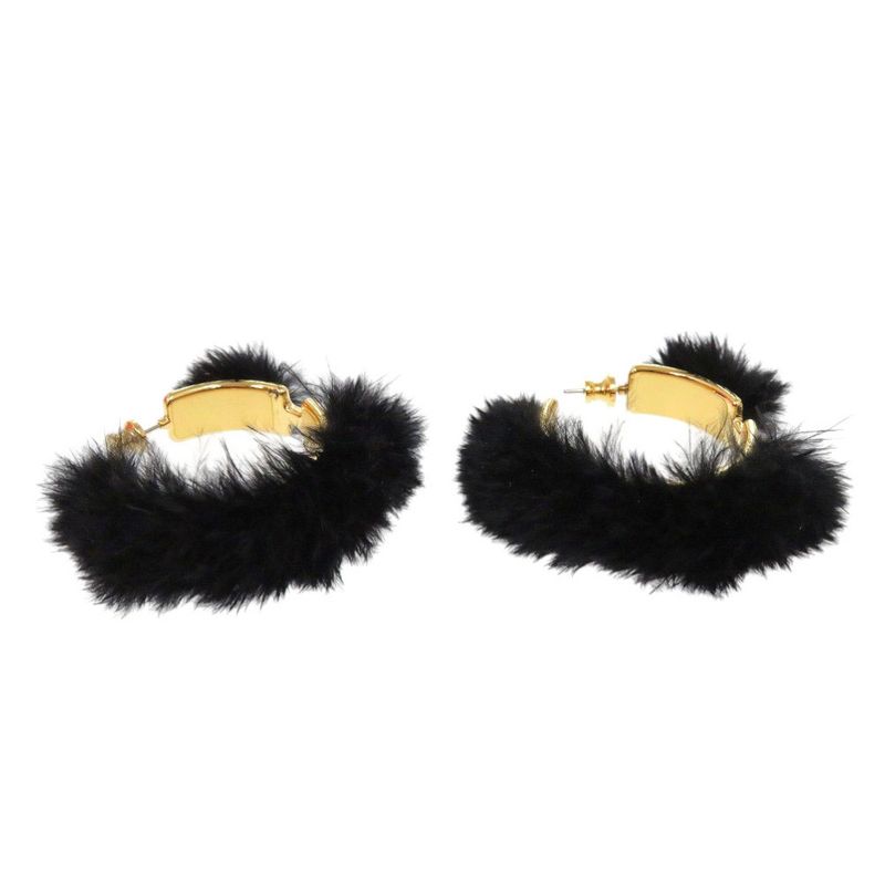 Hermes Olympe Faubourg Circus F 01 Metal Feather Black Earrings — view 4
