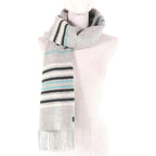 Hermes Neo Lo Cabasol 100% Cashmere Gris Chine Logo Leather Patch Fringe Scarf — view 4