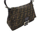 Fendi Mamma Baguette Shoulder Bag Zucca Pattern Cotton Canvas Brown Silver — view 4