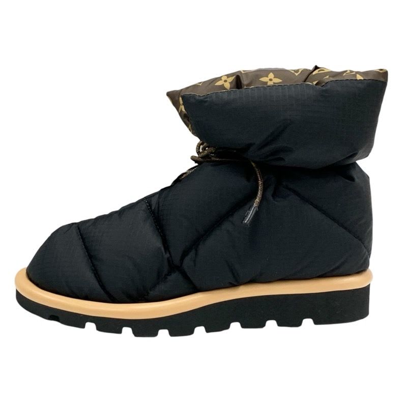 Louis Vuitton Pillow Line Monogram Boots Short Shoes Nylon Black Brown — view 3