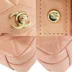 Chanel Shoulder Bag Quilted Leather Peach Beige Gold Hardware 29 th — view 2