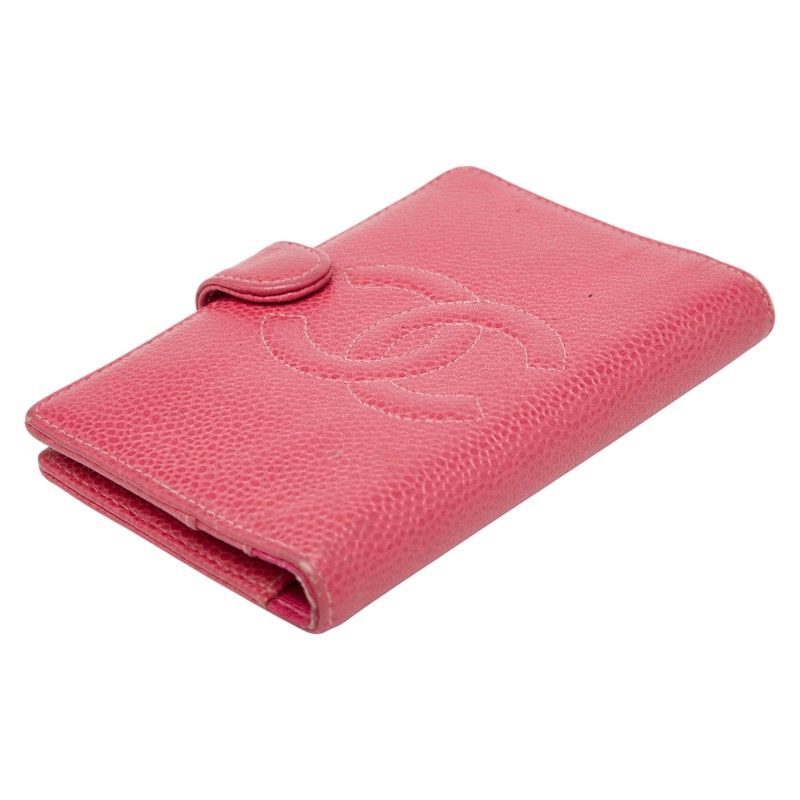 Chanel Coco Mark Notebook Cover 5 Hole Pink Caviar Leather — view 5