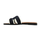 Hermes Oran Fringe BL Denim Navy Brown 36 Sandals Shoes — view 3