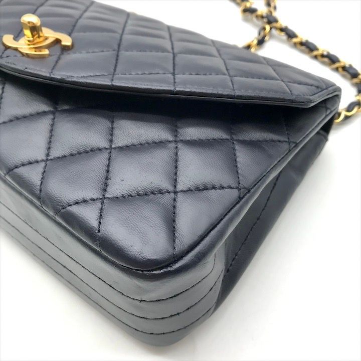 Chanel Quilted CC Logo Lambskin Turnlock Shoulder Bag Navy — view 4
